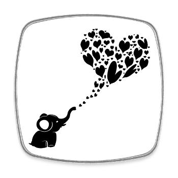 Baby Elephant Heart Cloud - Square fridge magnet - white - Front