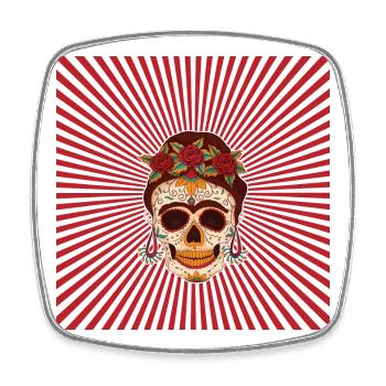 poster design calavera sugar skull skulls chingona - Square fridge magnet - white - Front