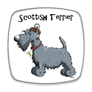 Mignon Scottish Terrier - Magnet carré - blanc - Devant
