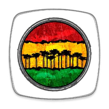 Coucher de soleil africain avec motif reggae - Magnet carré - blanc - Devant