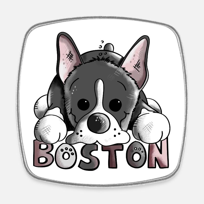 Drôle Boston Terrier - Magnet carré - blanc