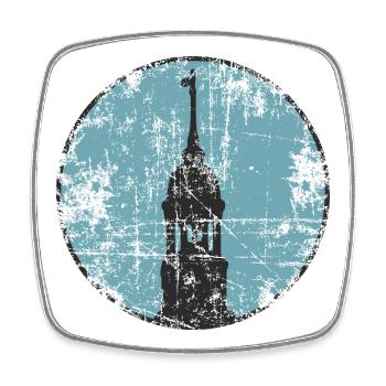 Hamburg Michel (Vintage/Hellblau) - Viereckiger Kühlschrankmagnet - Weiß - Vorne