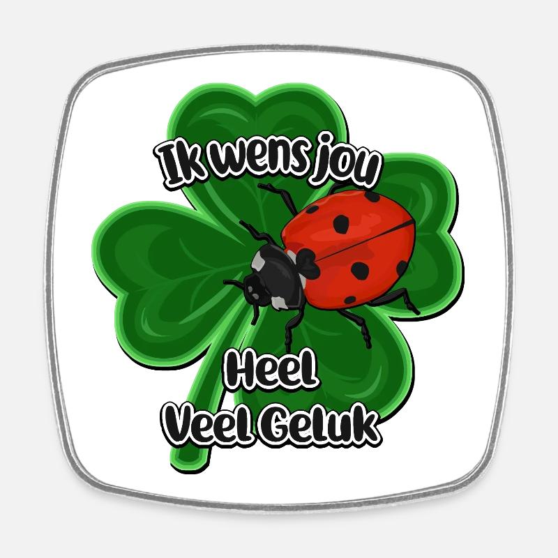 Coccinelle chanceuse sur Clover Four - Magnet carré - blanc