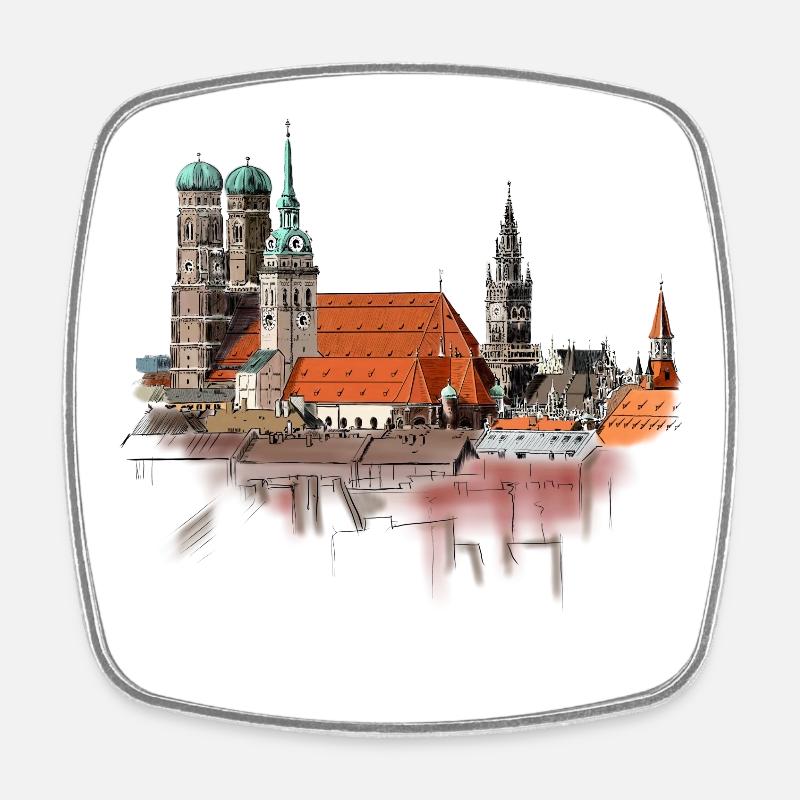 München - Viereckiger Kühlschrankmagnet - Weiß