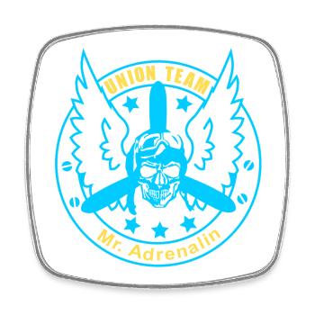 ut mr adrenaline yellow blue - Square fridge magnet - white - Front