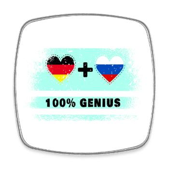 Deutschland und Russland 100% Genial / Geschenk - Viereckiger Kühlschrankmagnet - Weiß - Vorne