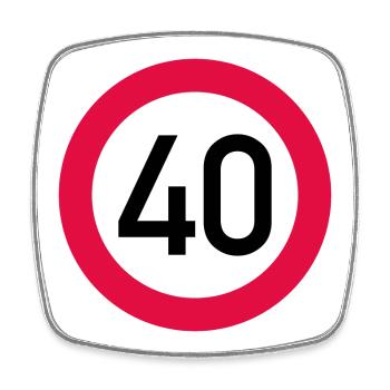 40th birthday Attention! Traffic sign 40 Km/h - Square fridge magnet - white - Front