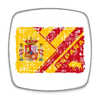Spain flag design with coat of arms and bull - Square fridge magnet - white - Front