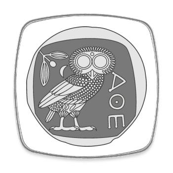 Chouette d'Athéna [Coin] - Magnet carré - blanc - Devant