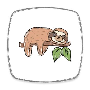 Paresseux sur une branche avec feuilles - Magnet carré - blanc - Devant