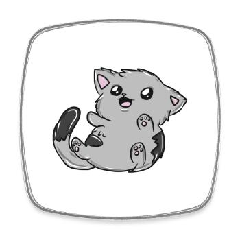 Cuddly Kitten Gray Velcro Cartoon - Square fridge magnet - white - Front