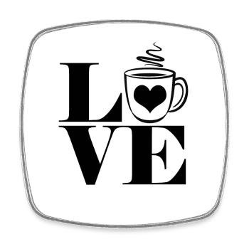 Love coffee - Square fridge magnet - white - Front
