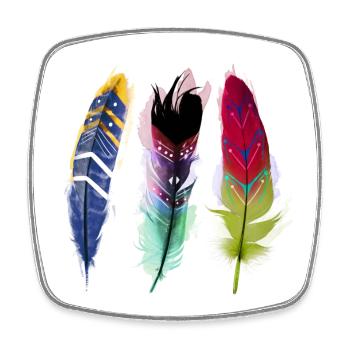 Colorful Feather Art Trio - Square fridge magnet - white - Front