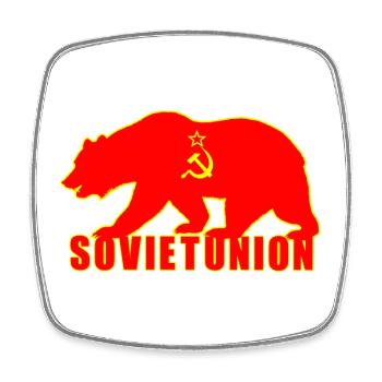 Union soviétique ours avec drapeau - Magnet carré - blanc - Devant