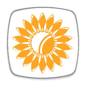 sonnenblume sun flower icon logo Blume Symbol - Viereckiger Kühlschrankmagnet - Weiß - Vorne