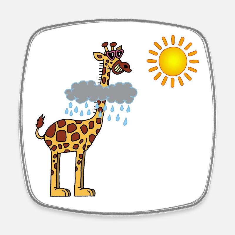 Girafe et soleil - Magnet carré - blanc