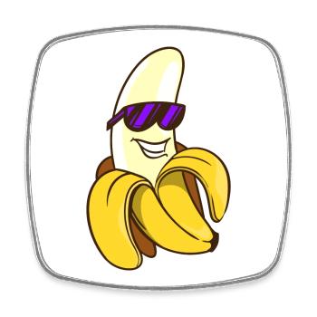 Coole Banane Obst Frucht Süß Comic Lustig Witzig - Viereckiger Kühlschrankmagnet - Weiß - Vorne