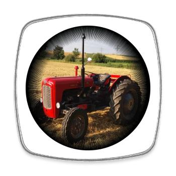 Champ de tracteurs vintage rouges - Magnet carré - blanc - Devant