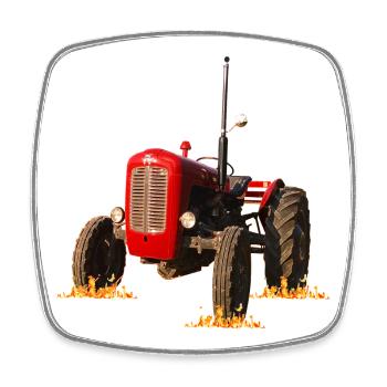 Pression de puissance du tracteur rouge - Magnet carré - blanc - Devant