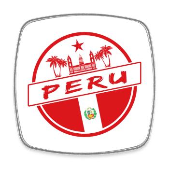 Peru Kreis in den Nationalfarben - Viereckiger Kühlschrankmagnet - Weiß - Vorne