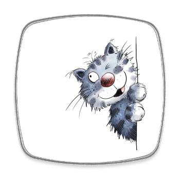 Chat bleu drôle pour les amis de chat - Magnet carré - blanc - Devant