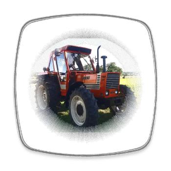 Red Tractor Field Landscape - Square fridge magnet - white - Front