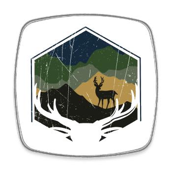 Deer - Nature - Mountains - Forest - Square fridge magnet - white - Front
