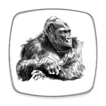 gorilla - Square fridge magnet - white - Front