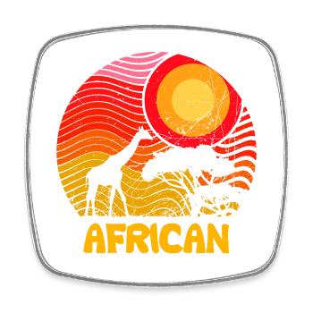 AFRICAN Giraffe Sun Savannah - Design - Magnet carré - blanc - Devant