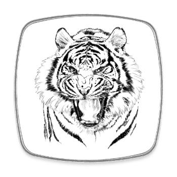 tiger - Magnet carré - blanc - Devant