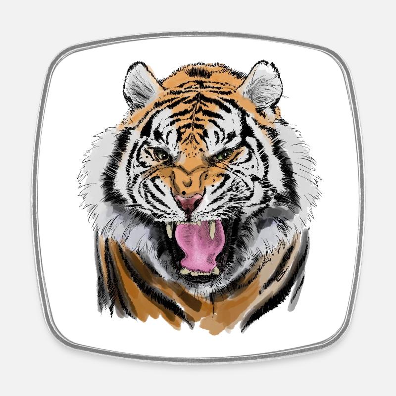 tiger - Square fridge magnet - white