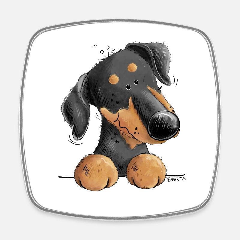 Lustiger Dobermann Oder Pinscher I Hund Comic - Viereckiger Kühlschrankmagnet - Weiß