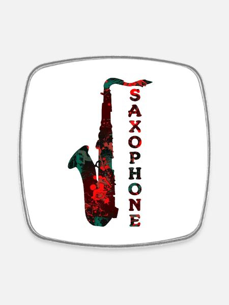 Conception de saxophone / instrument de musique - Magnet carré - blanc