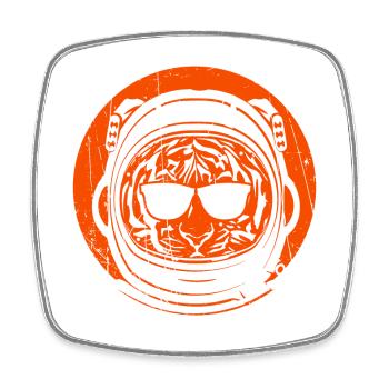 Tigre astronaute - Magnet carré - blanc - Devant