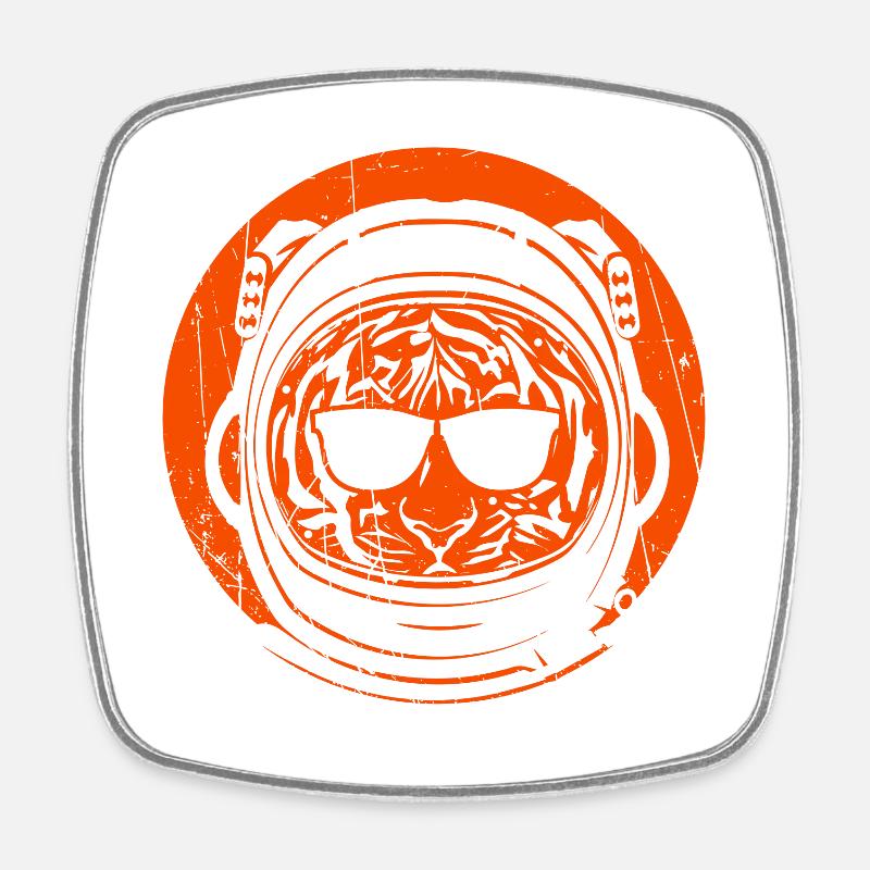 Tiger-Astronaut - Viereckiger Kühlschrankmagnet - Weiß