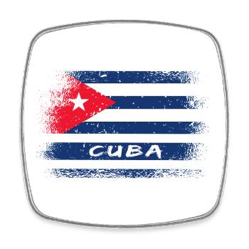 Kuba Vintage Design / Flagge - Viereckiger Kühlschrankmagnet - Weiß - Vorne