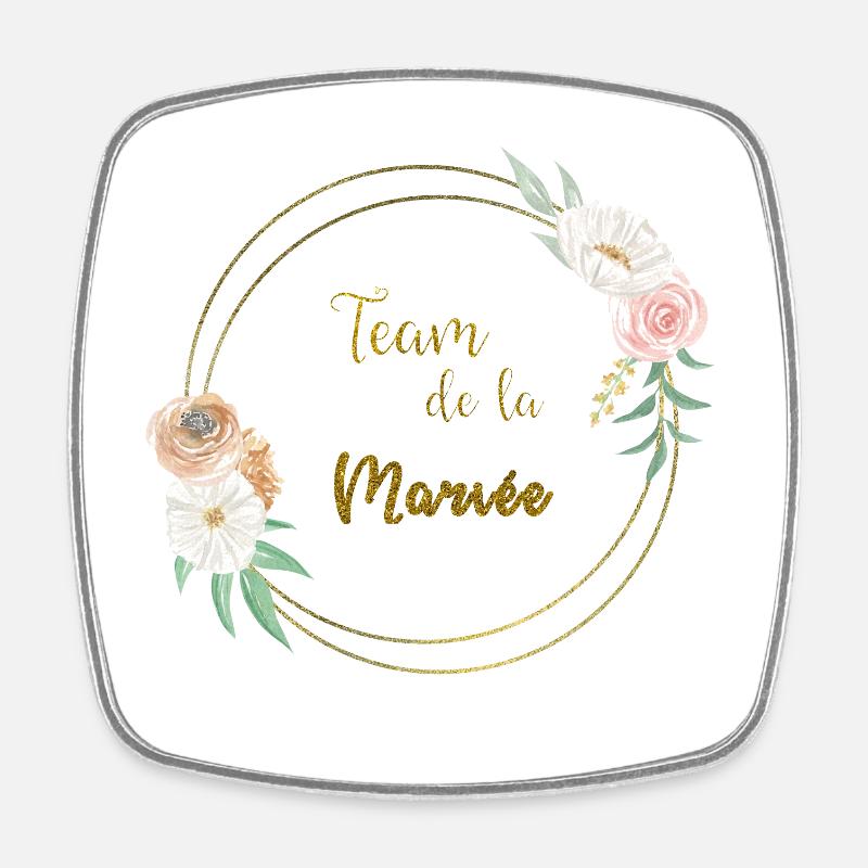 team de la mariée or et fleurs - Magnet carré - blanc