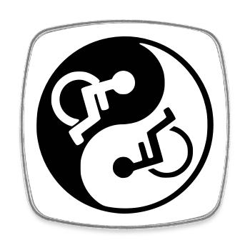 Fauteuil roulant Yin et yang symbole image # - Magnet carré - blanc - Devant