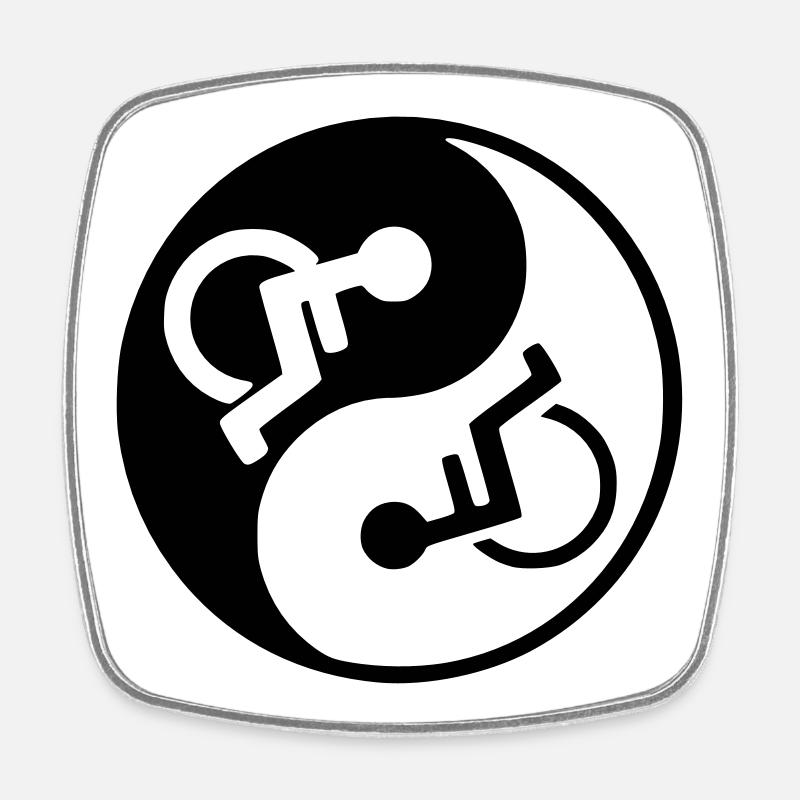 Fauteuil roulant Yin et yang symbole image # - Magnet carré - blanc