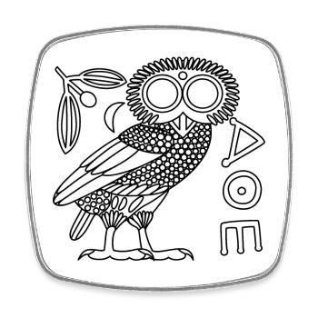 Eule der Athene [Black Outline + All] - Viereckiger Kühlschrankmagnet - Weiß - Vorne