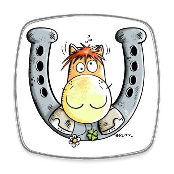 Lucky Horse - Square fridge magnet - white - Front
