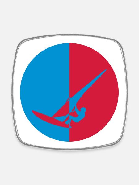 Windsurfen / Windsurfer / Windsurf / Windsurfing - Viereckiger Kühlschrankmagnet - Weiß