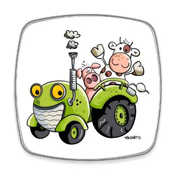 Animals drives a tractor - Square fridge magnet - white - Front