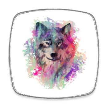 Wolf im Norden Colour version - Viereckiger Kühlschrankmagnet - Weiß - Vorne