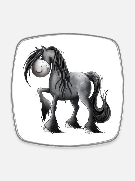 Cheval Grumpy I Bande Dessinée Pour Cavalier - Magnet carré - blanc