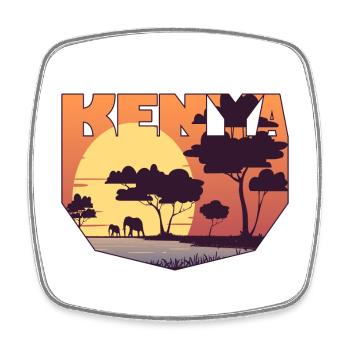 Kenia Design mit Landschaft / Geschenk - Viereckiger Kühlschrankmagnet - Weiß - Vorne
