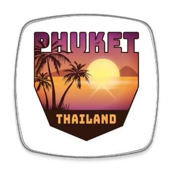 Phuket Design mit Palmen und Sonne / Geschenk - Viereckiger Kühlschrankmagnet - Weiß - Vorne