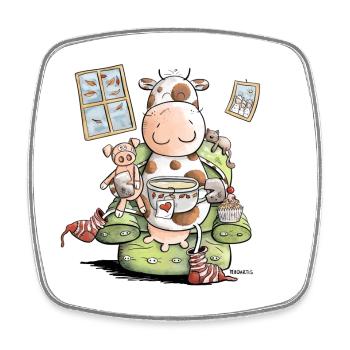 Cows also love cosiness I cow - Square fridge magnet - white - Front