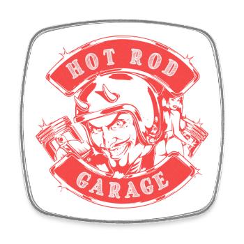 Hot Rod Garage V8 - Magnet carré - blanc - Devant