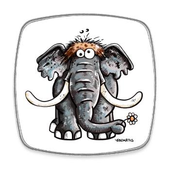 Éléphant avec fleur - Magnet carré - blanc - Devant